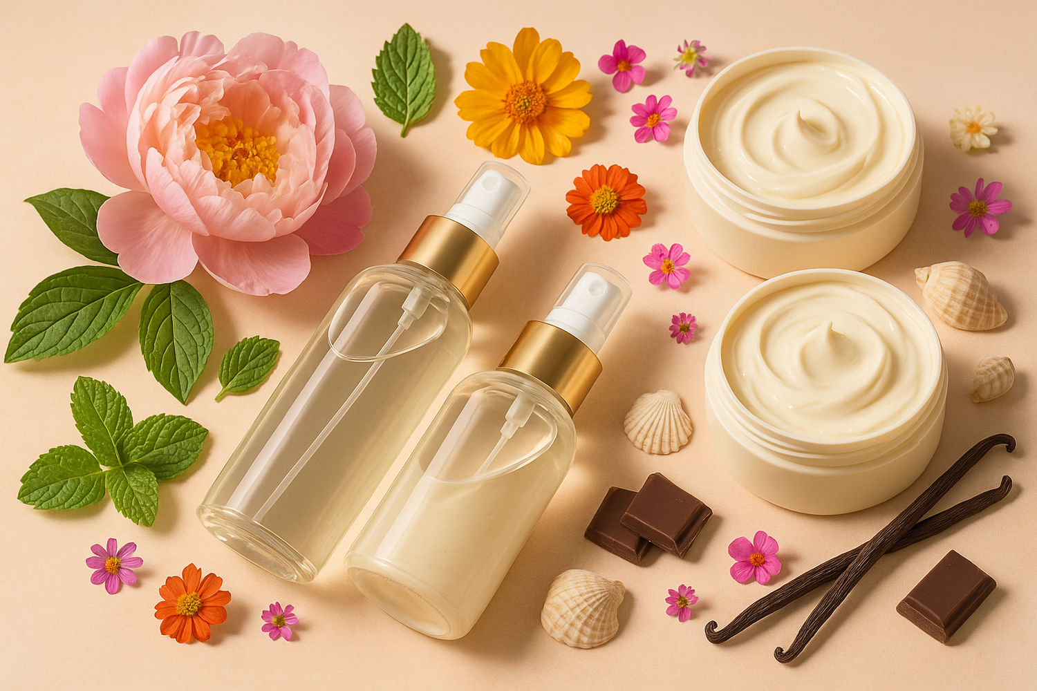 Imagen de brumas y mantequillas corporales con elementos aromáticos naturales