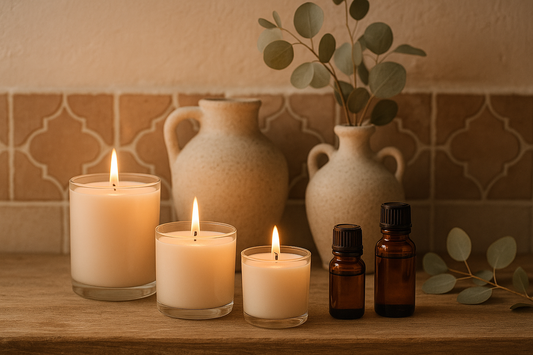 Los cuatro aromas específicos de velas: higo, violeta, caramelo salado y bambú y sándalo